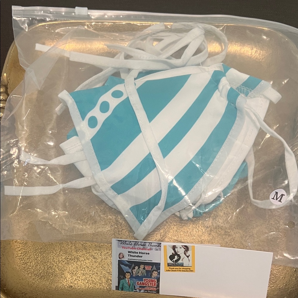 #1663**+ Teal & White Striped Bikini Set. Nami character One Piece Anime - Picture 6 of 11